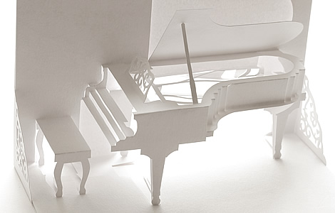 Grand piano pop-up model from the Exquisite Designs book