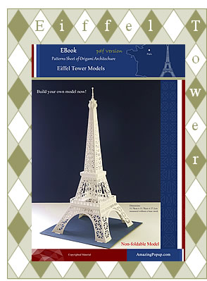 Eiffel Tower Model ebook cover featuring Origami Architecture pop-up card designs